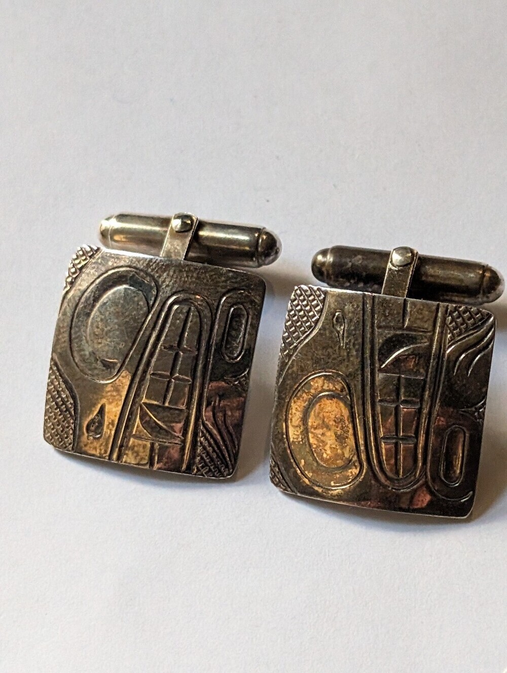 Justin Rivard Authentic Hand-Engraved Sterling Silver .925 Raven Cufflinks
